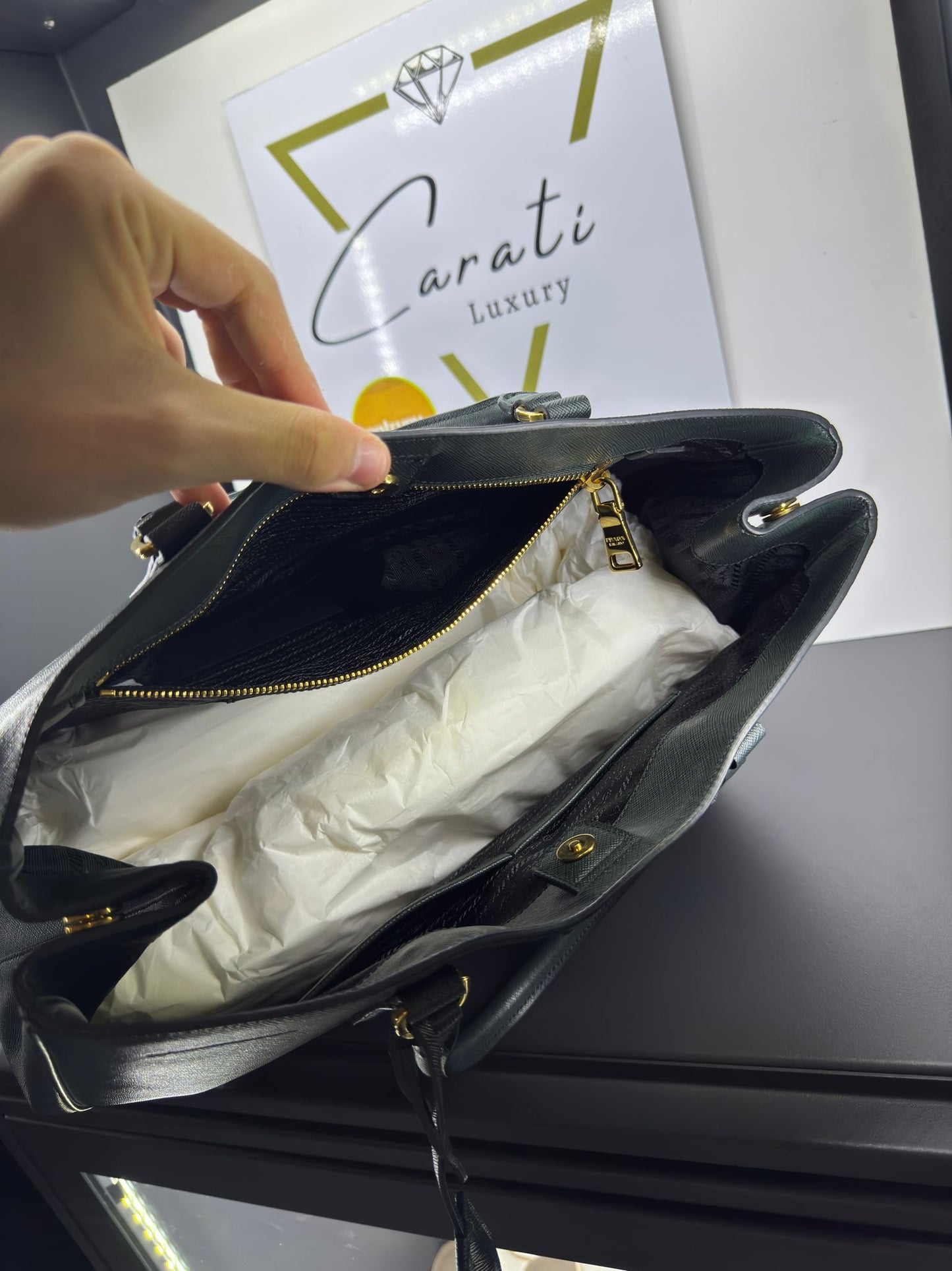 Prada Galleria in pelle Saffiano smeraldo