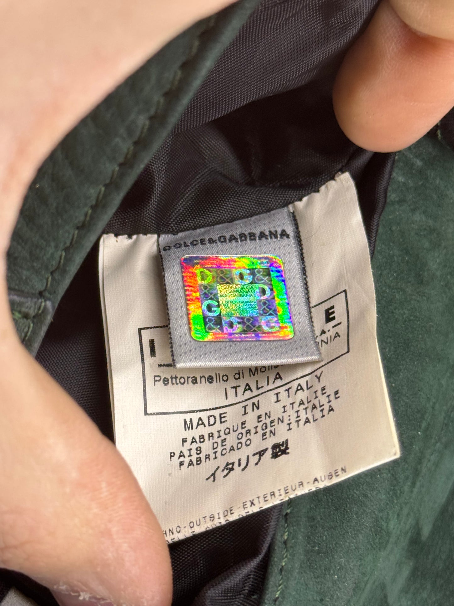Dolce e Gabbana borsa a spalla verde in velluto