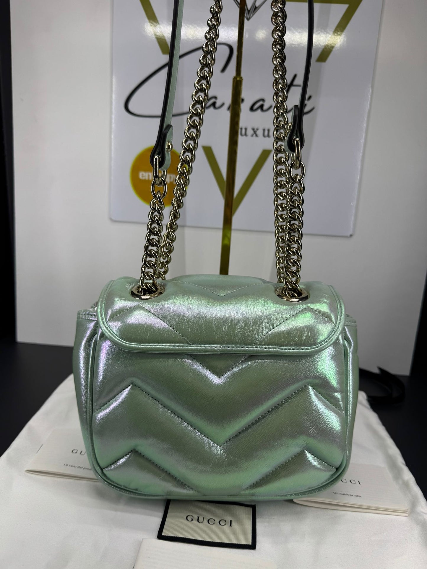 Mini GG Marmont Iridescent Salvy Green