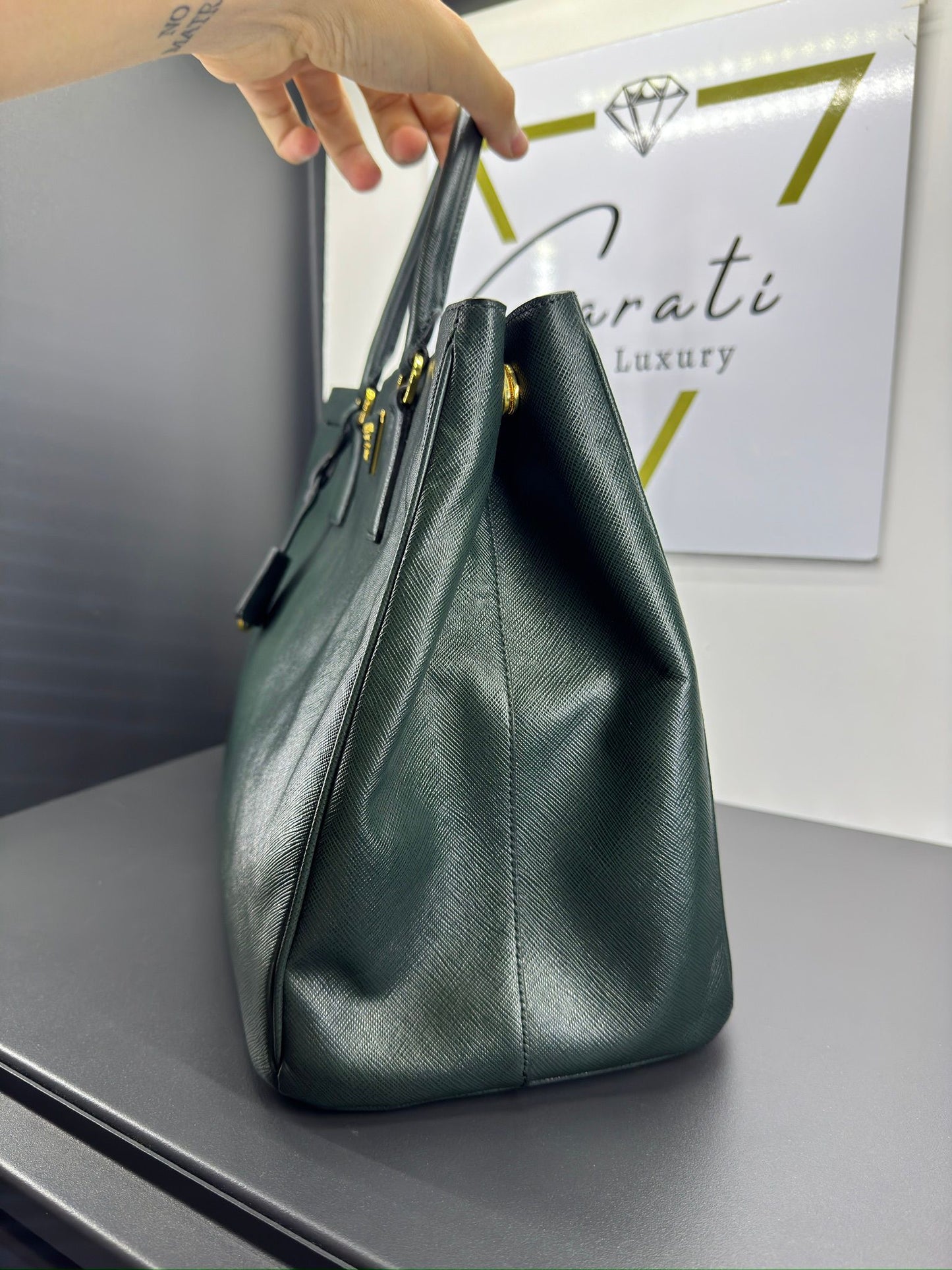 Prada Galleria in pelle Saffiano smeraldo