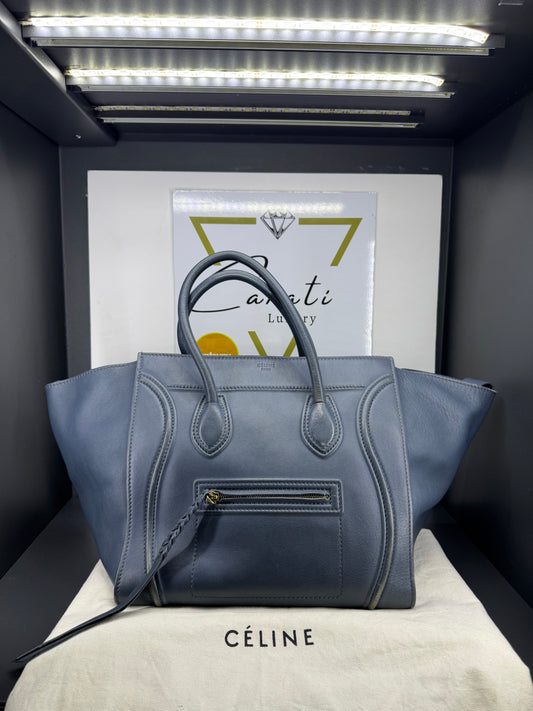 Celine luggage in pelle azzurra