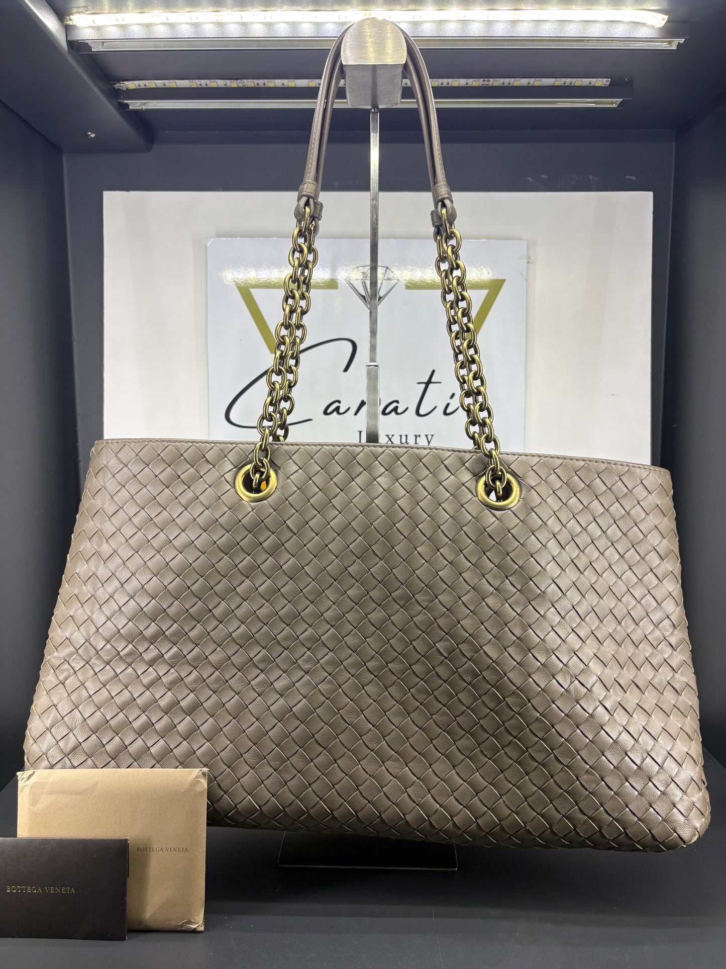 Bottega Veneta Double Chain Intrecciato Nappa Tote Bag