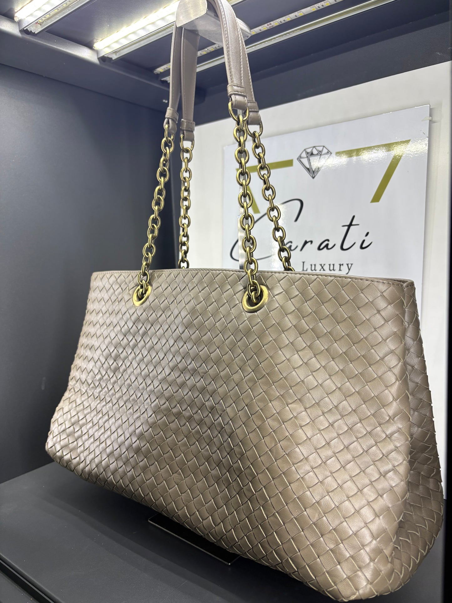 Bottega Veneta Double Chain Intrecciato Nappa Tote Bag