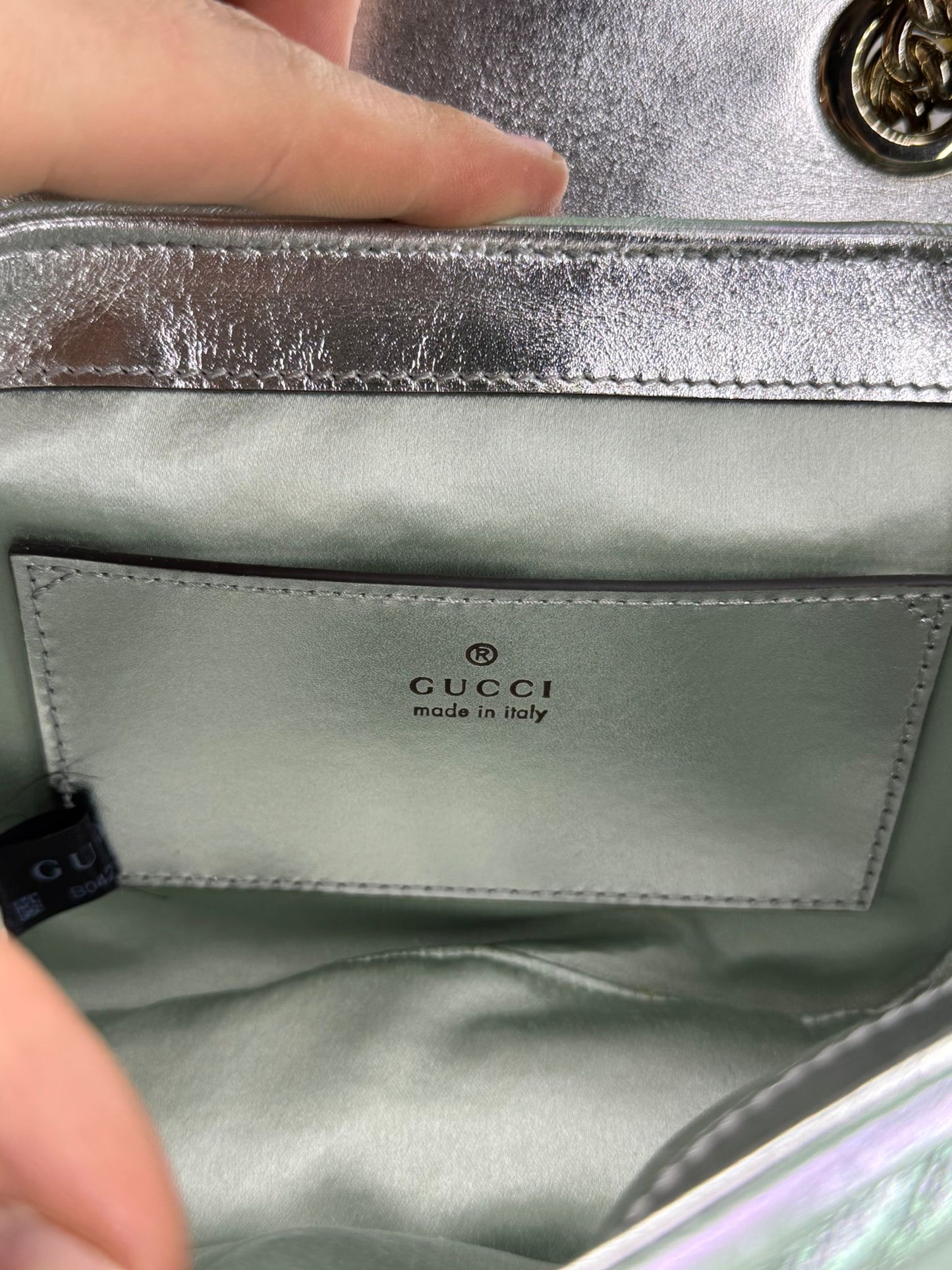 Mini GG Marmont Iridescent Salvy Green