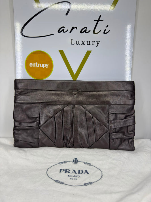Prada Pleated Nappa Clutch