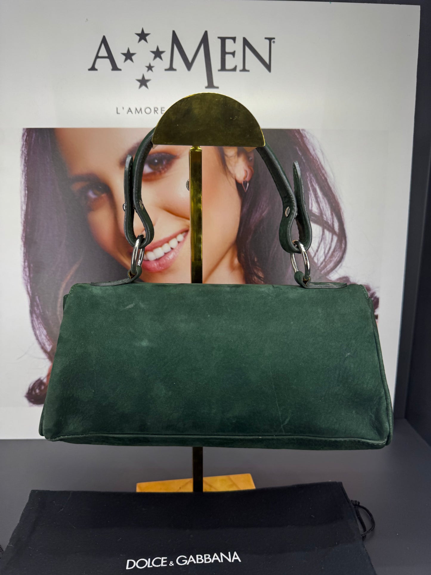 Dolce e Gabbana borsa a spalla verde in velluto