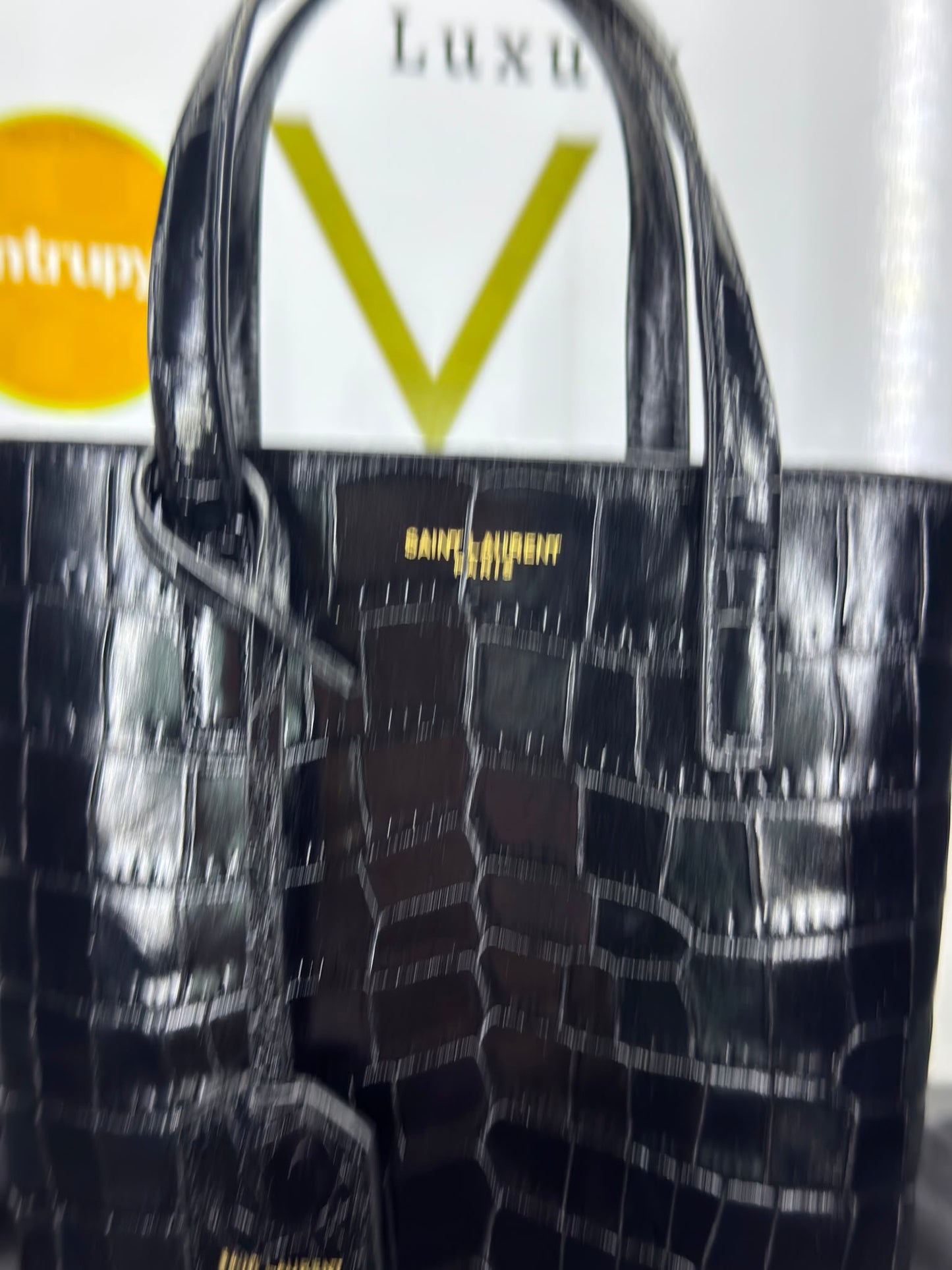 Saint Laurent in pelle goffrata effetto coccodrillo Mini Toy Shopping