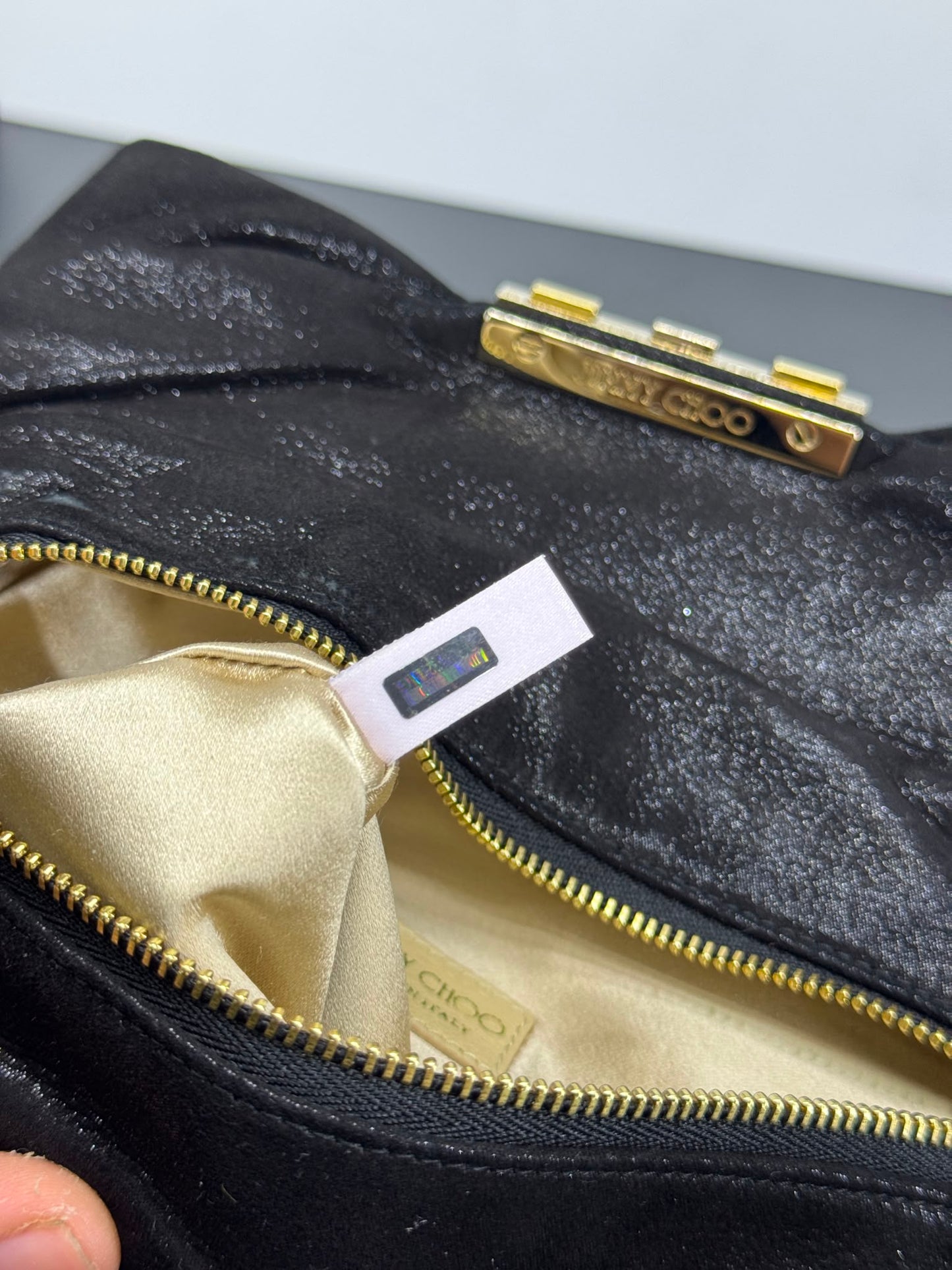 Jimmy Choo  Chandra Shimmer Suede Crystal Clutch