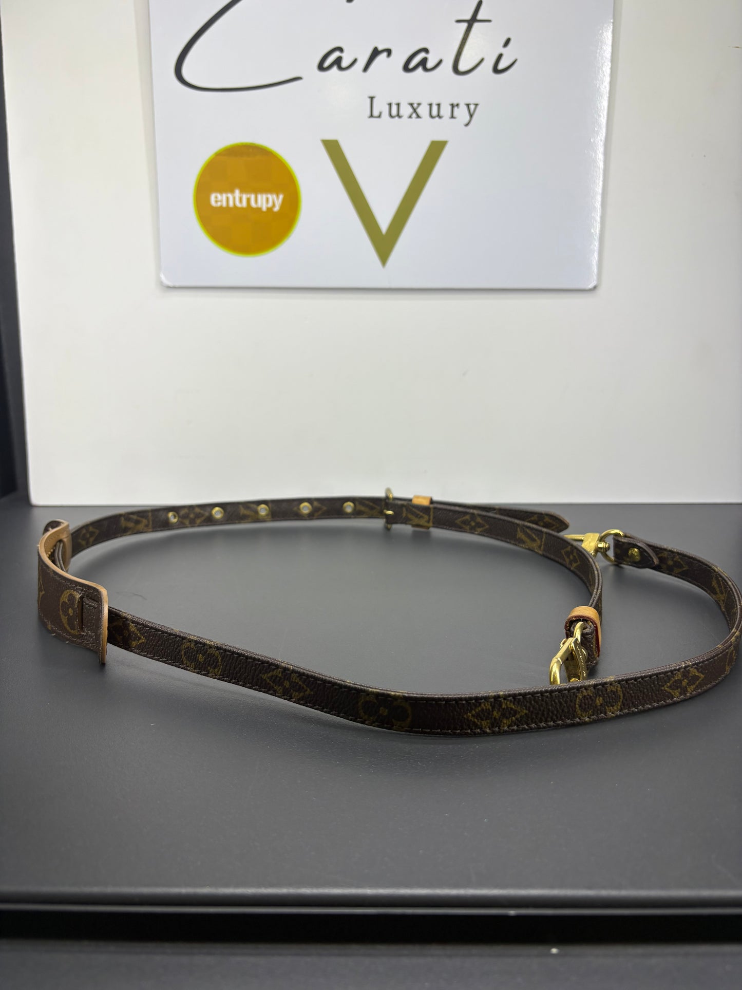 Tracolla regolabile Louis Vuitton in tela Monogram.