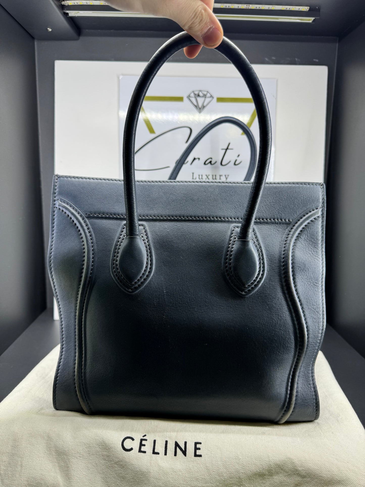 Celine luggage in pelle azzurra