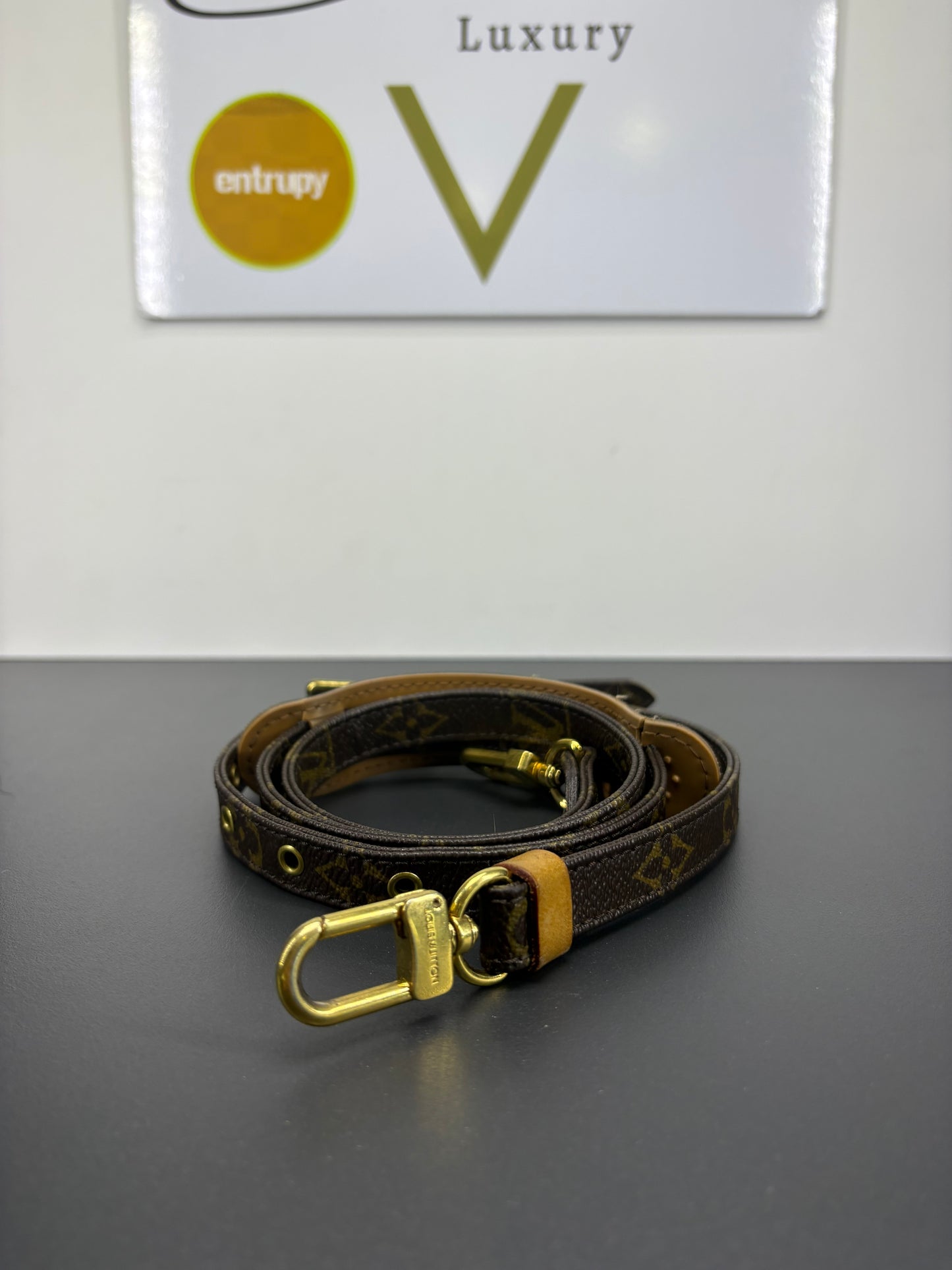 Tracolla regolabile Louis Vuitton in tela Monogram.