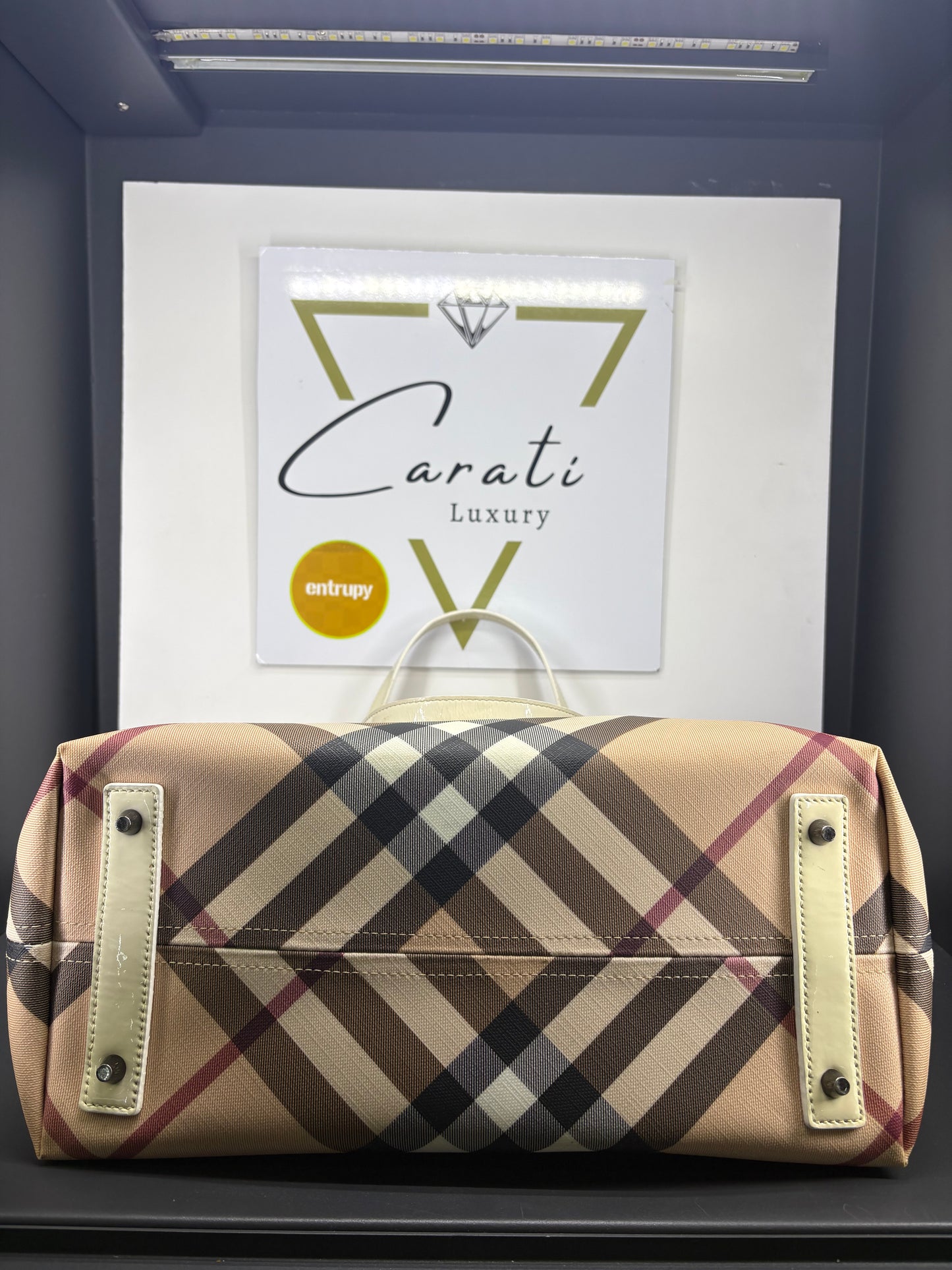 Burberry Supernova Check Coated Canvas Tote.