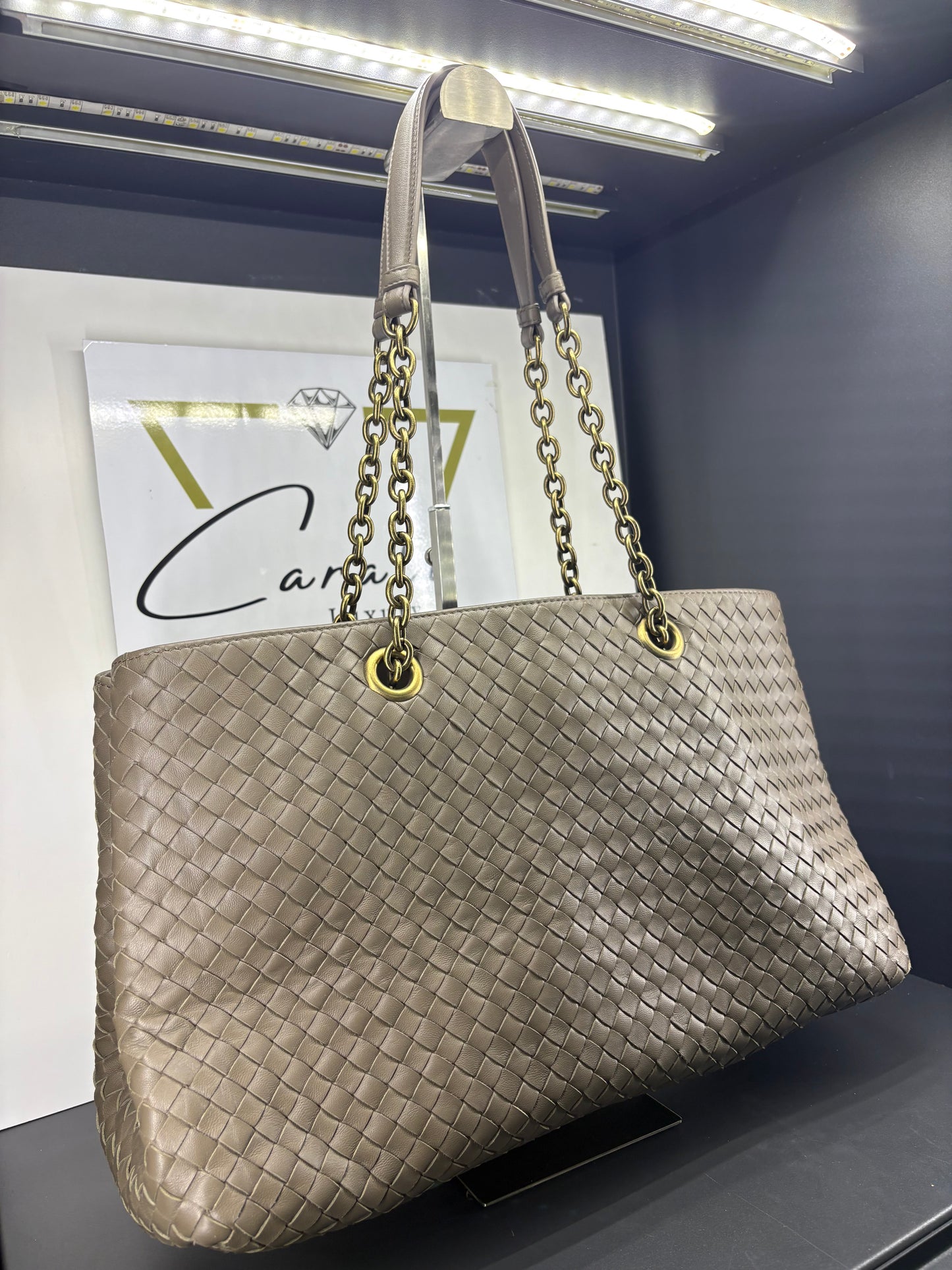 Bottega Veneta Double Chain Intrecciato Nappa Tote Bag