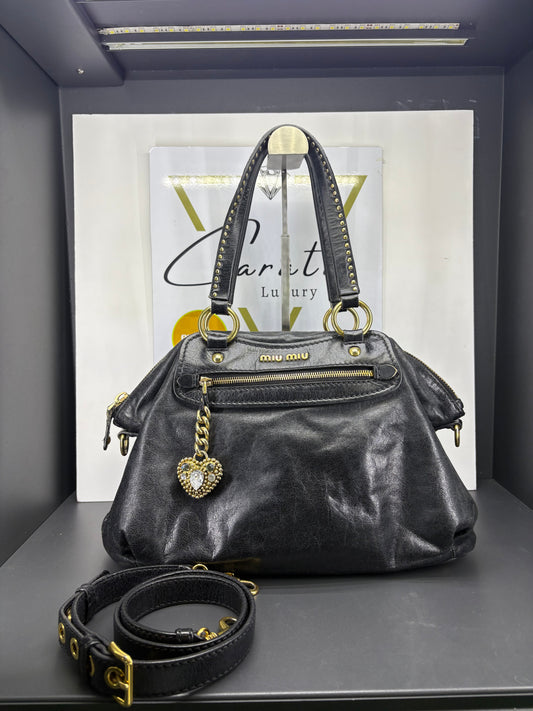 Miu Miu Archive Studded Heart Charm Handbag