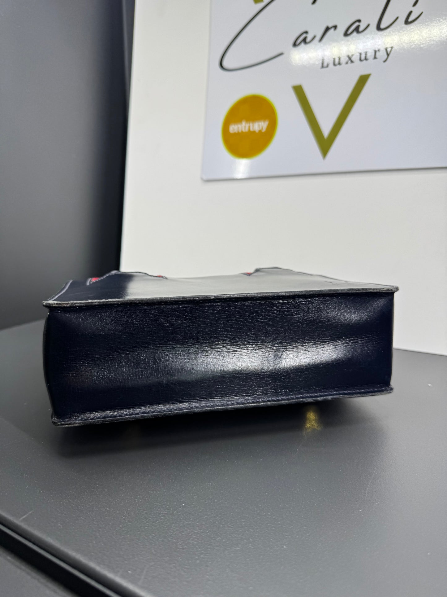 Gucci bamboo vintage blu in pelle