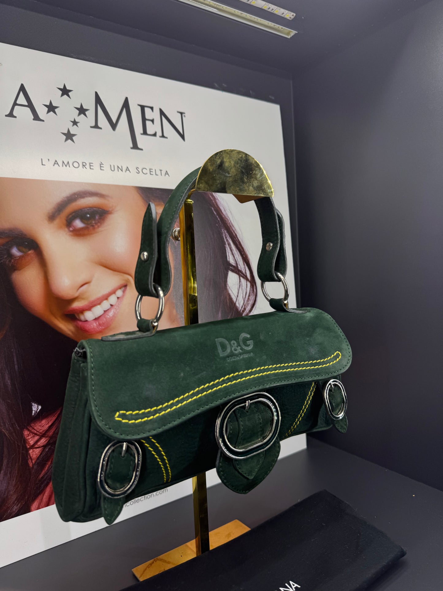 Dolce e Gabbana borsa a spalla verde in velluto