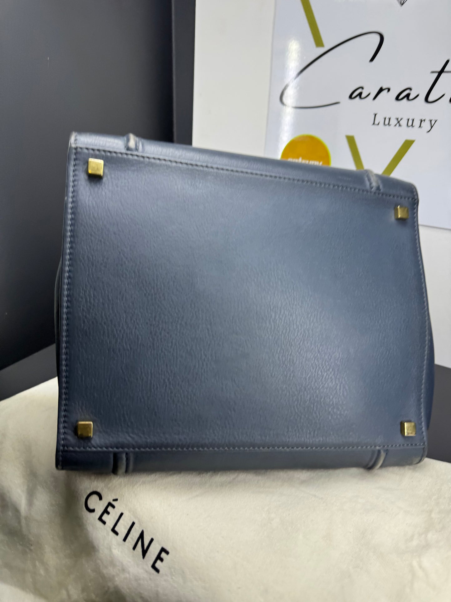 Celine luggage in pelle azzurra