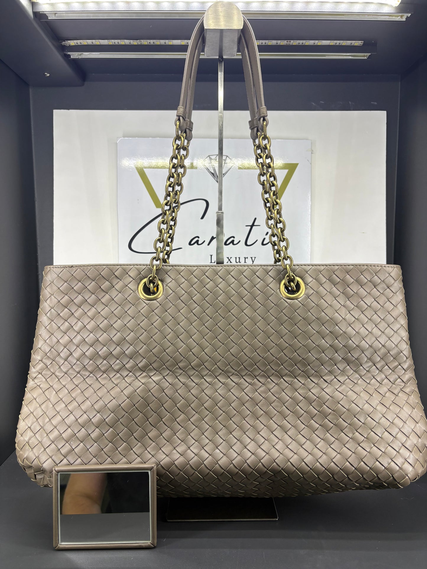 Bottega Veneta Double Chain Intrecciato Nappa Tote Bag