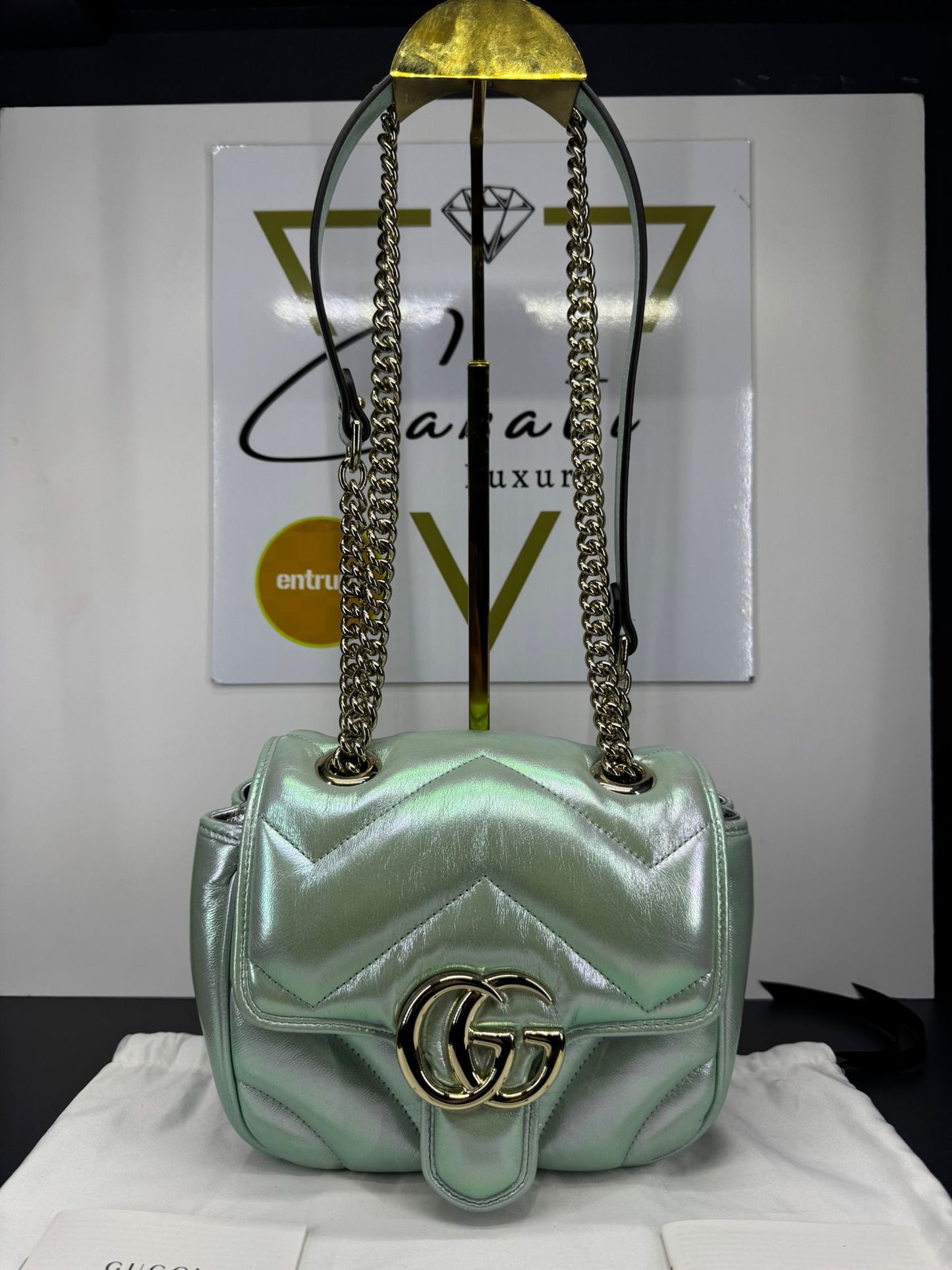 Mini GG Marmont Iridescent Salvy Green