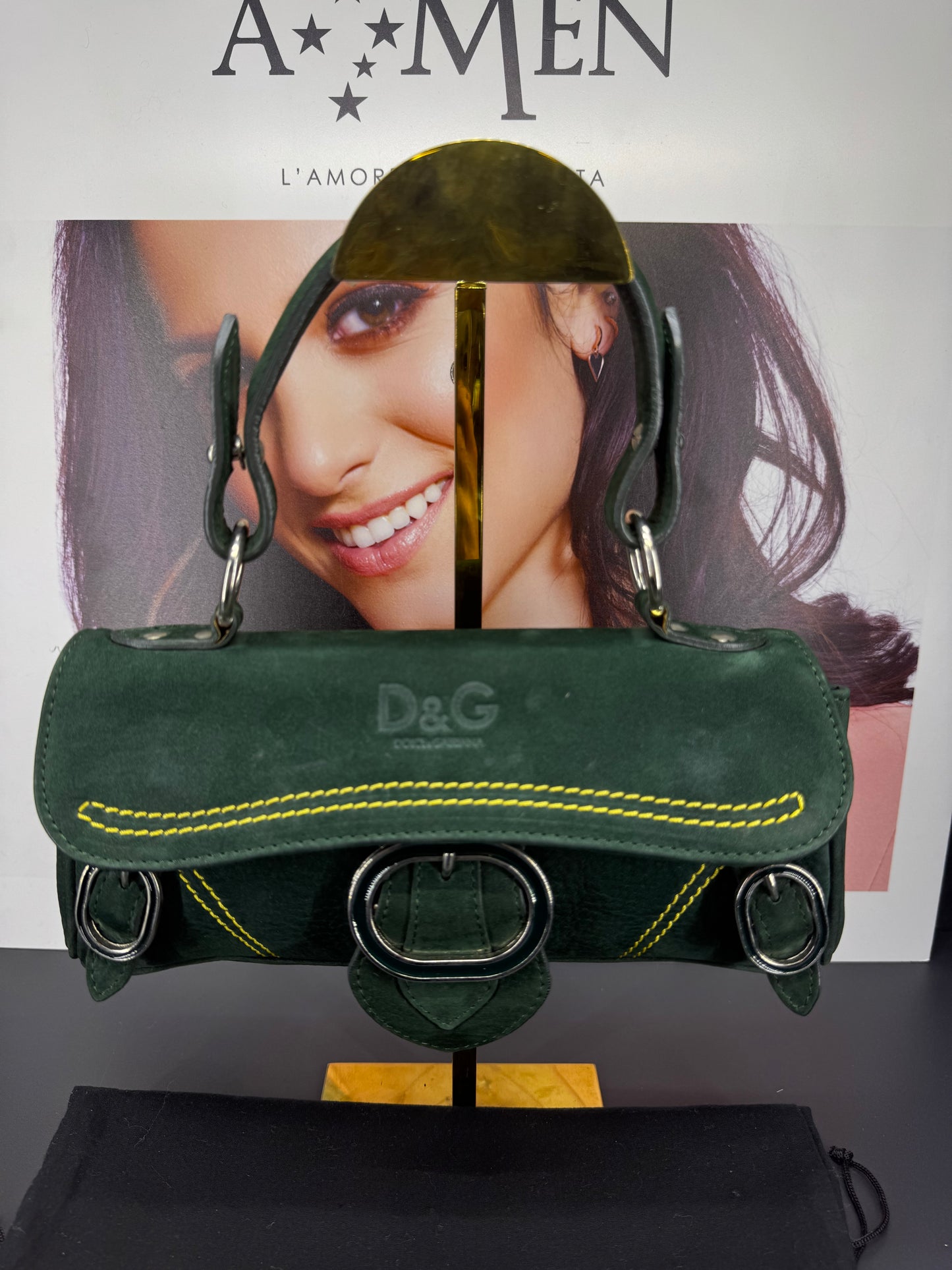 Dolce e Gabbana borsa a spalla verde in velluto