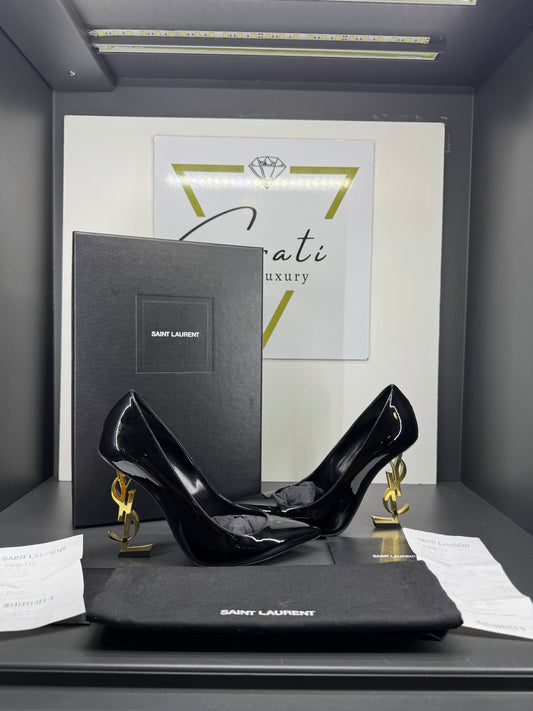 Saint Laurent DÉCOLLETÉ OPYUM CON TACCO DORATO IN VERNICE