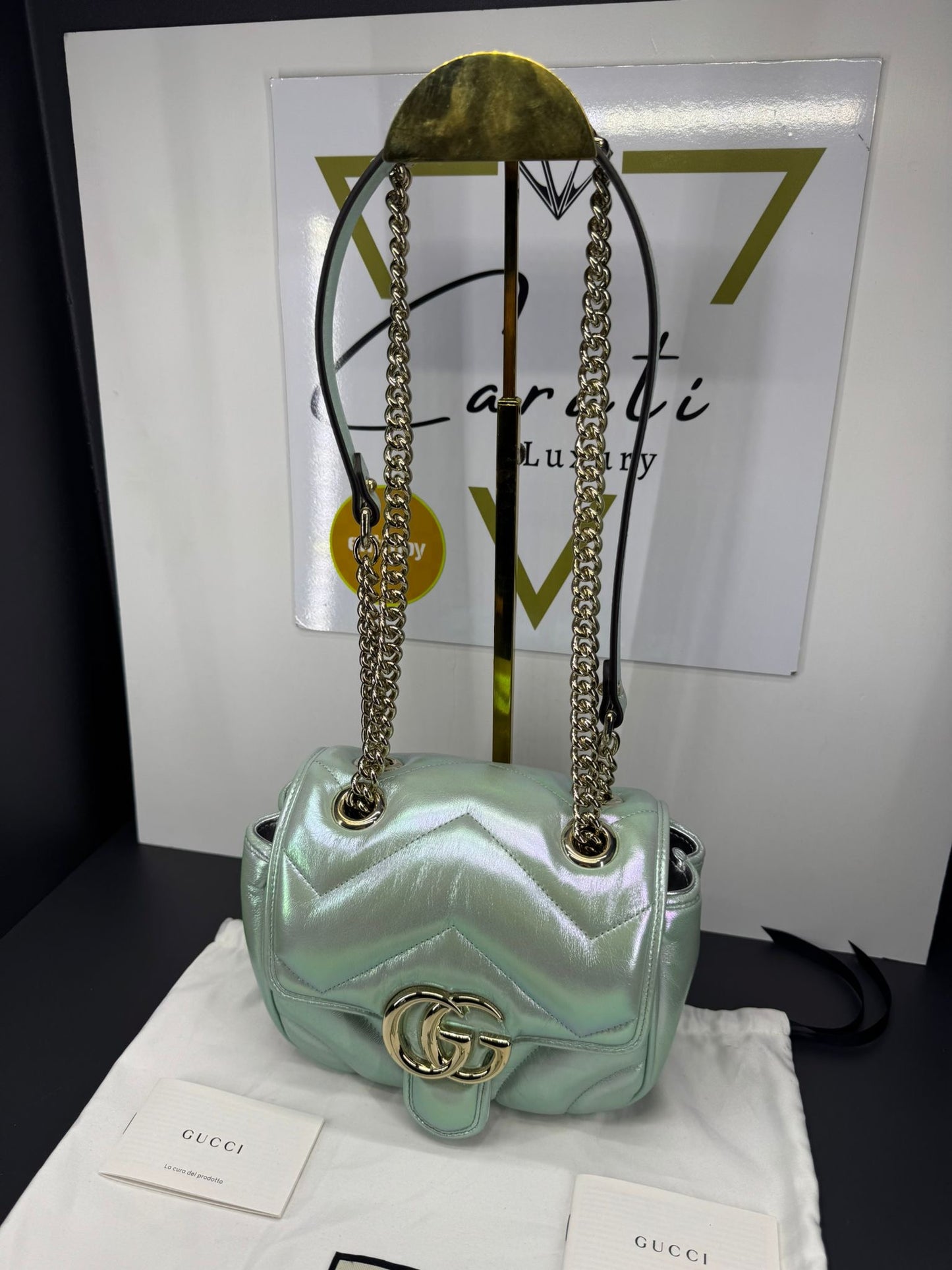 Mini GG Marmont Iridescent Salvy Green