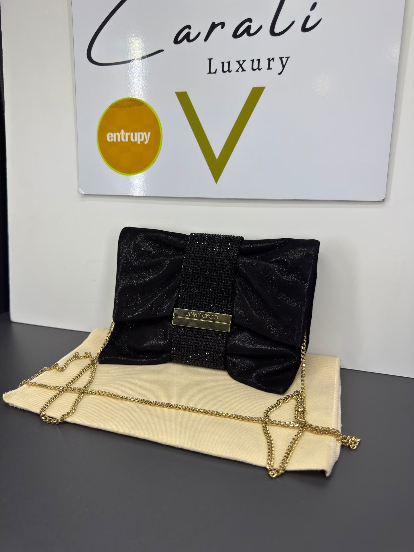 Jimmy Choo  Chandra Shimmer Suede Crystal Clutch