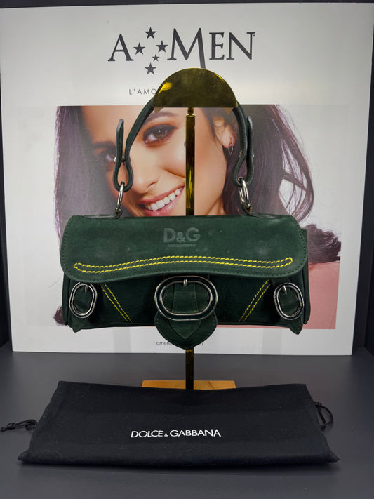 Dolce e Gabbana borsa a spalla verde in velluto