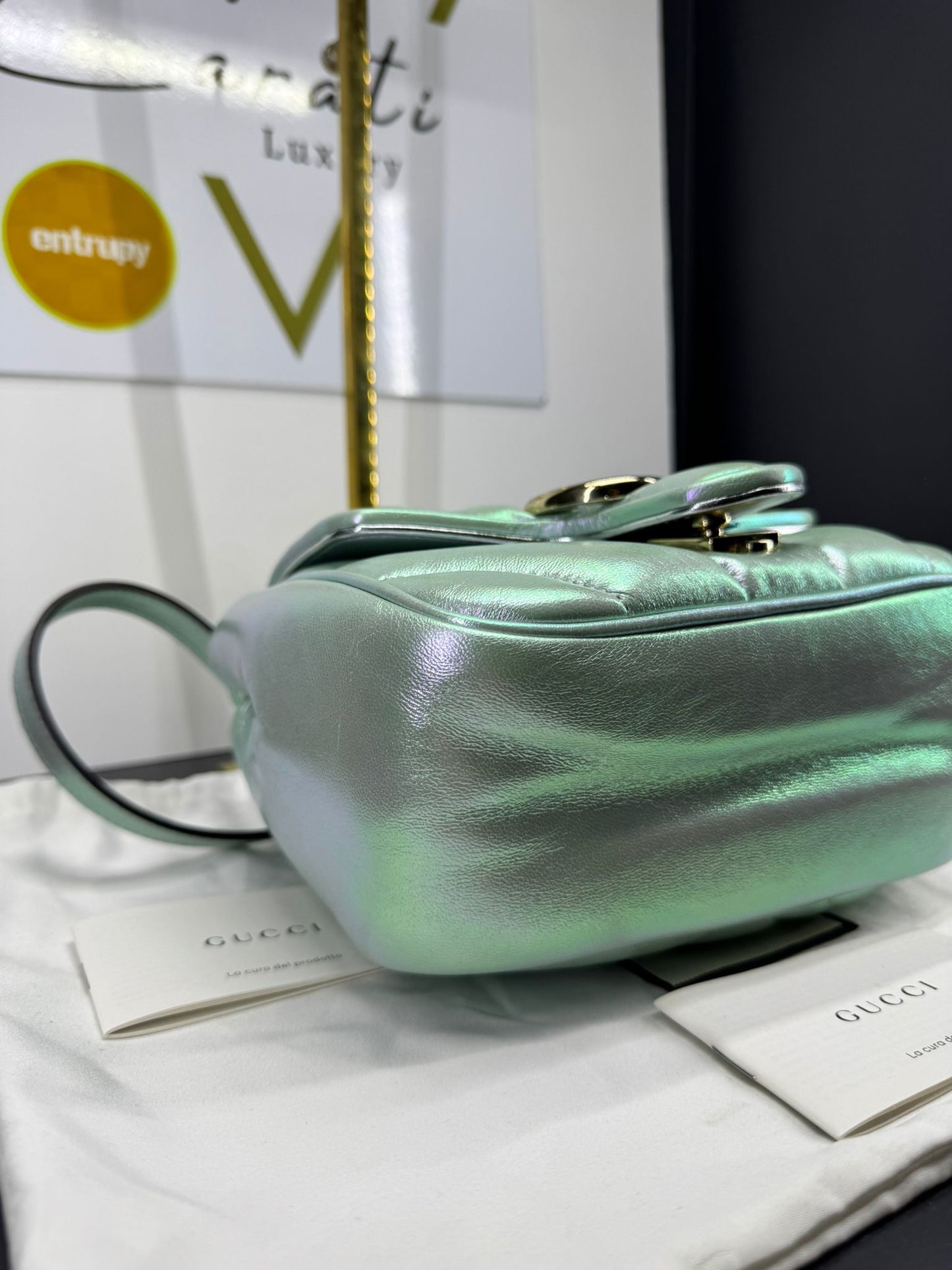 Mini GG Marmont Iridescent Salvy Green