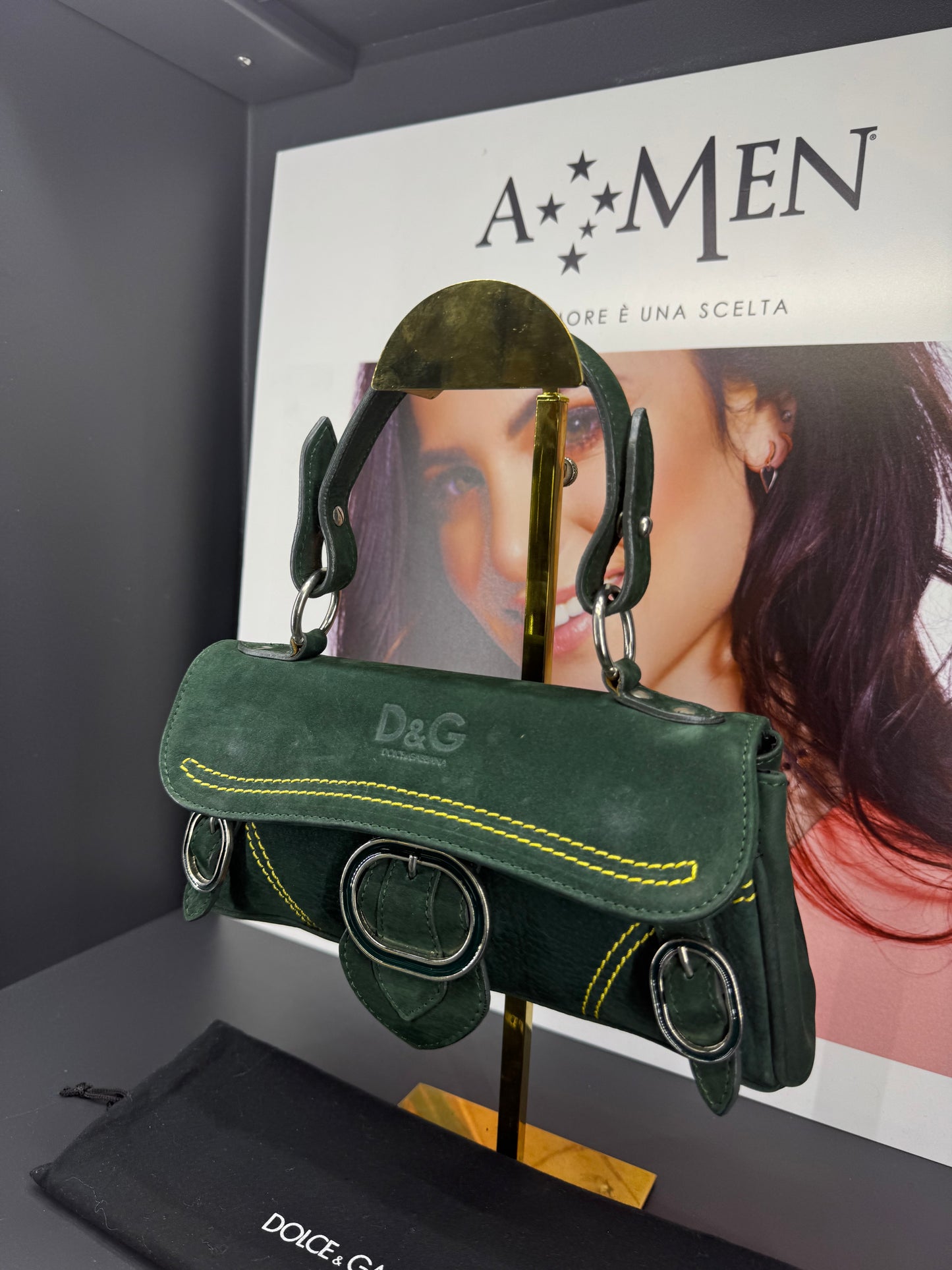 Dolce e Gabbana borsa a spalla verde in velluto