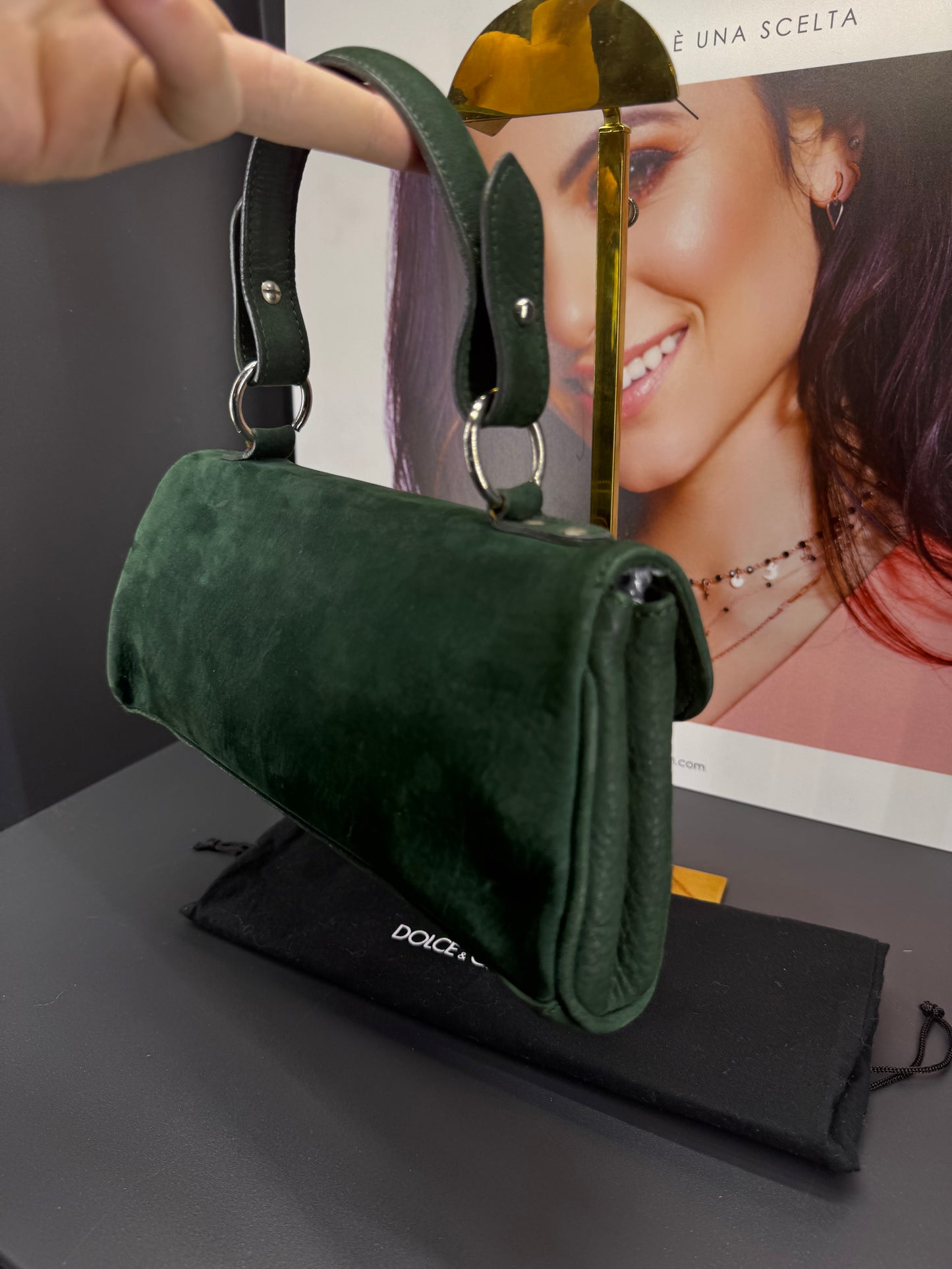 Dolce e Gabbana borsa a spalla verde in velluto