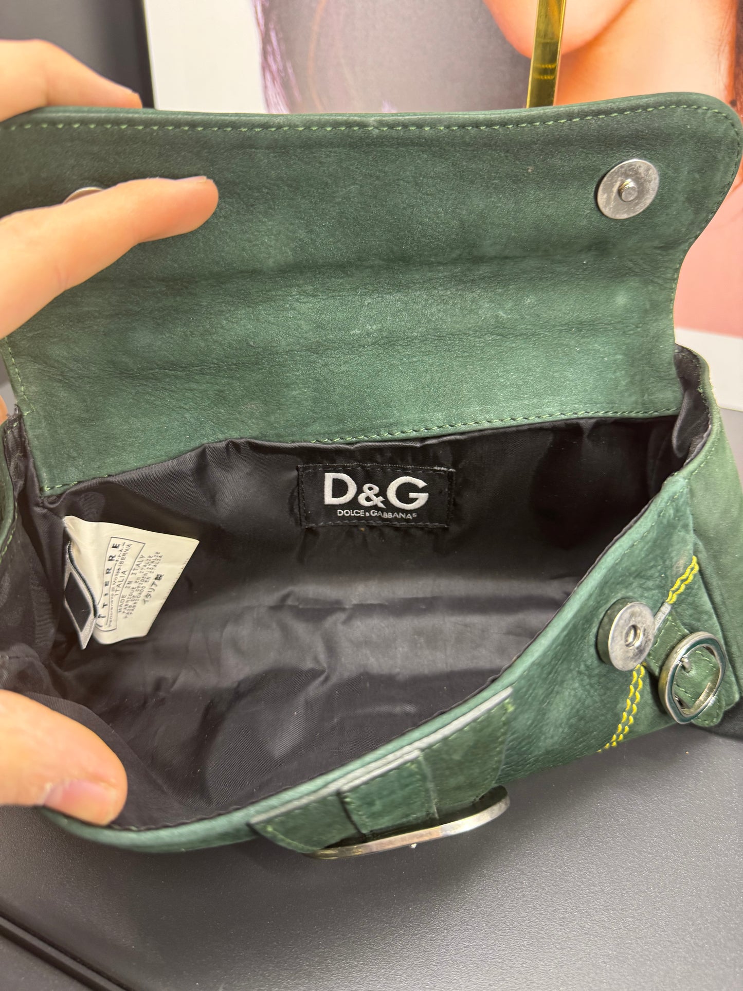 Dolce e Gabbana borsa a spalla verde in velluto