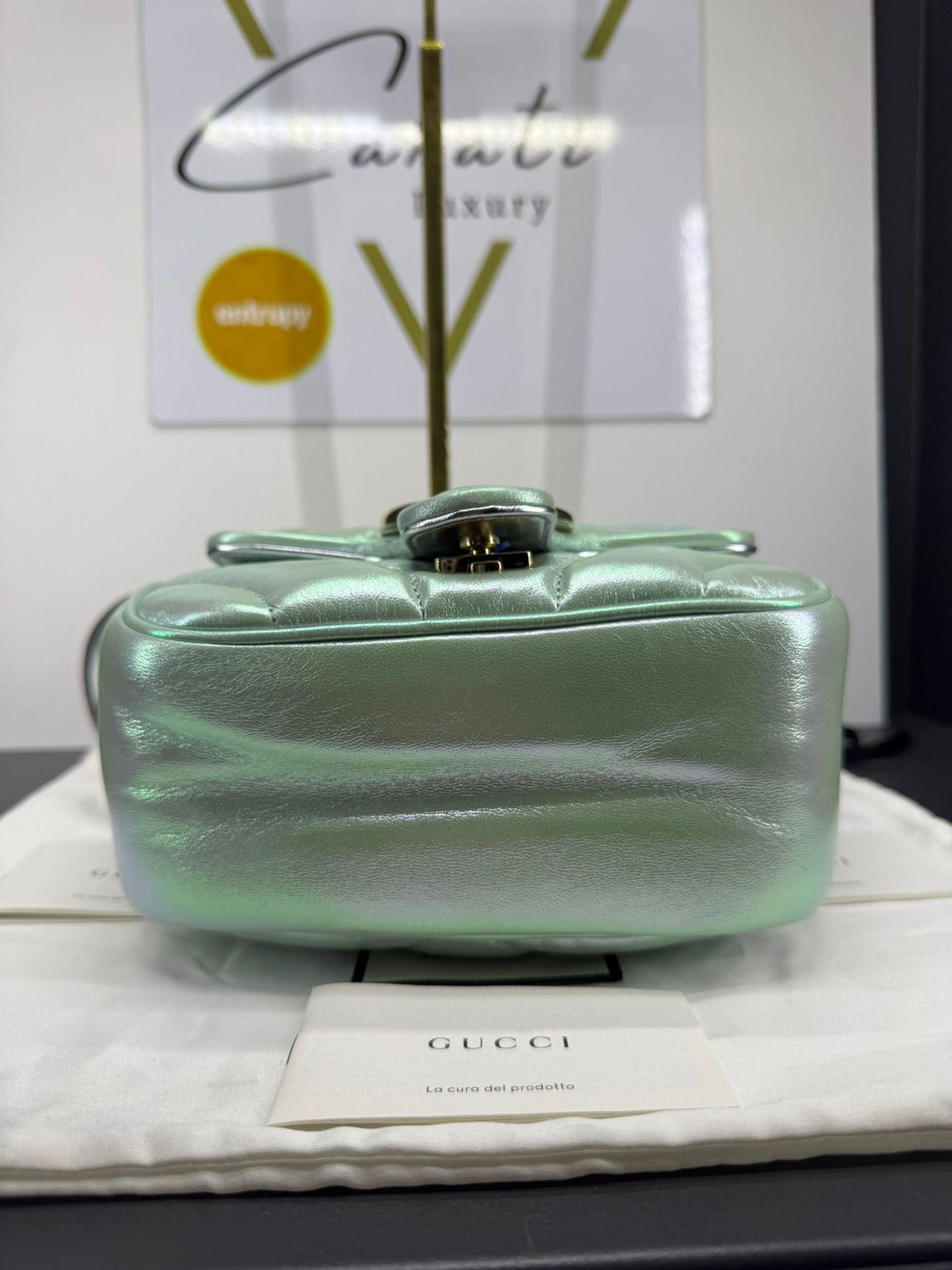 Mini GG Marmont Iridescent Salvy Green