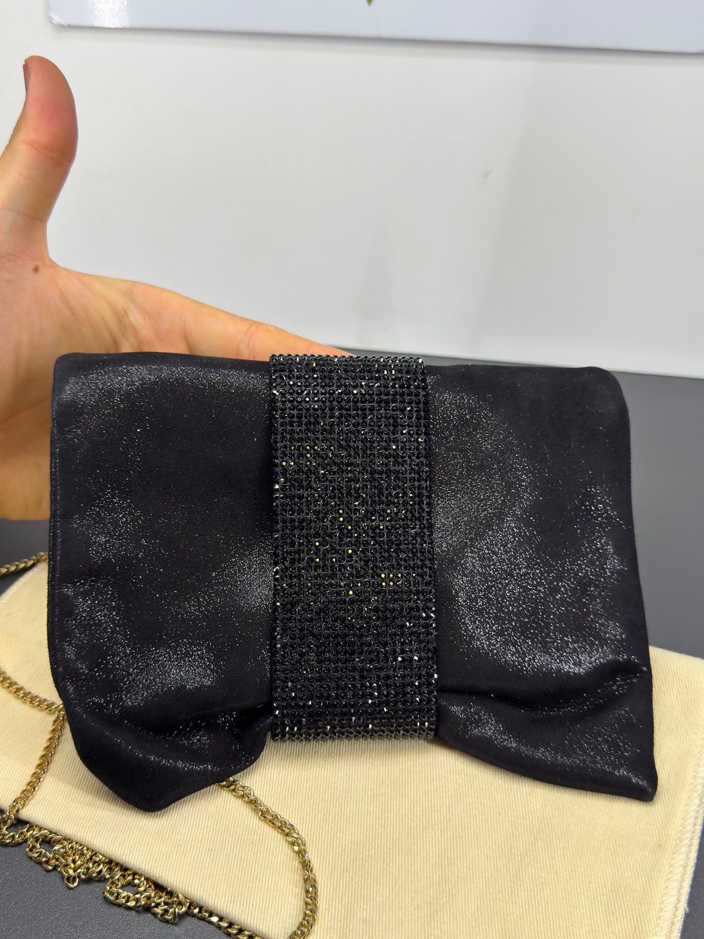 Jimmy Choo  Chandra Shimmer Suede Crystal Clutch