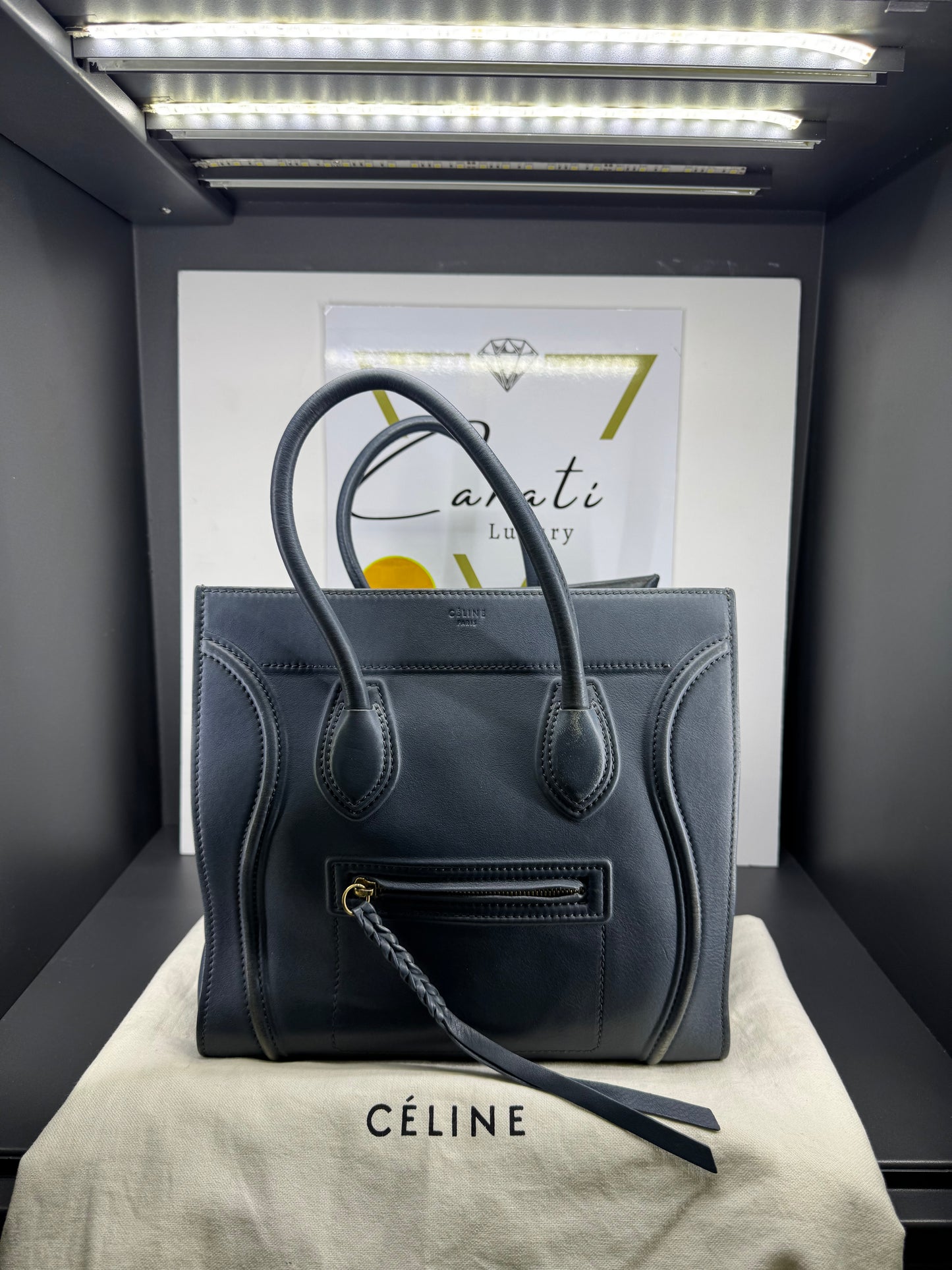 Celine luggage in pelle azzurra