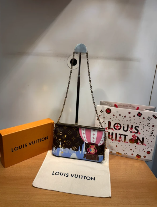 Borsa a Spalla Pochette Double Zip Louis Vuitton Marrone Multicolore natale
