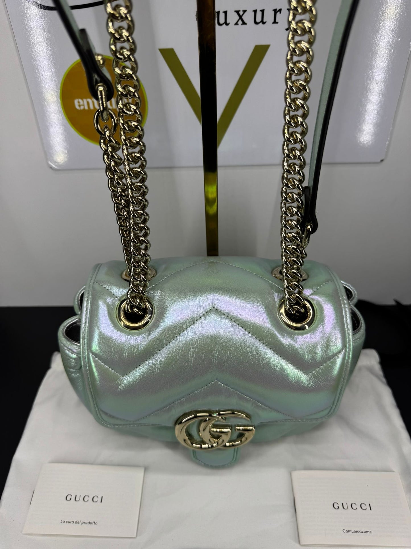 Mini GG Marmont Iridescent Salvy Green