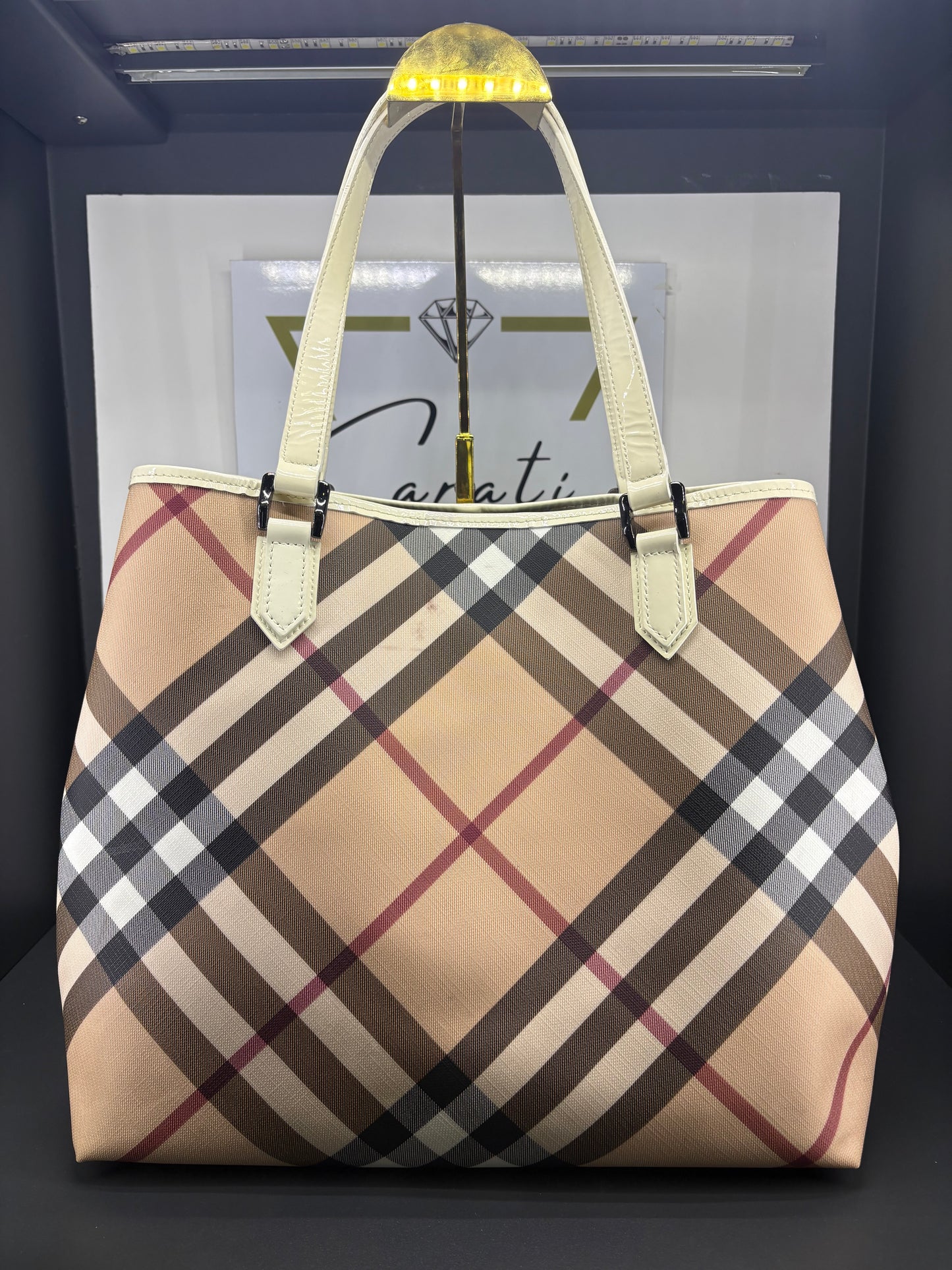 Burberry Supernova Check Coated Canvas Tote.