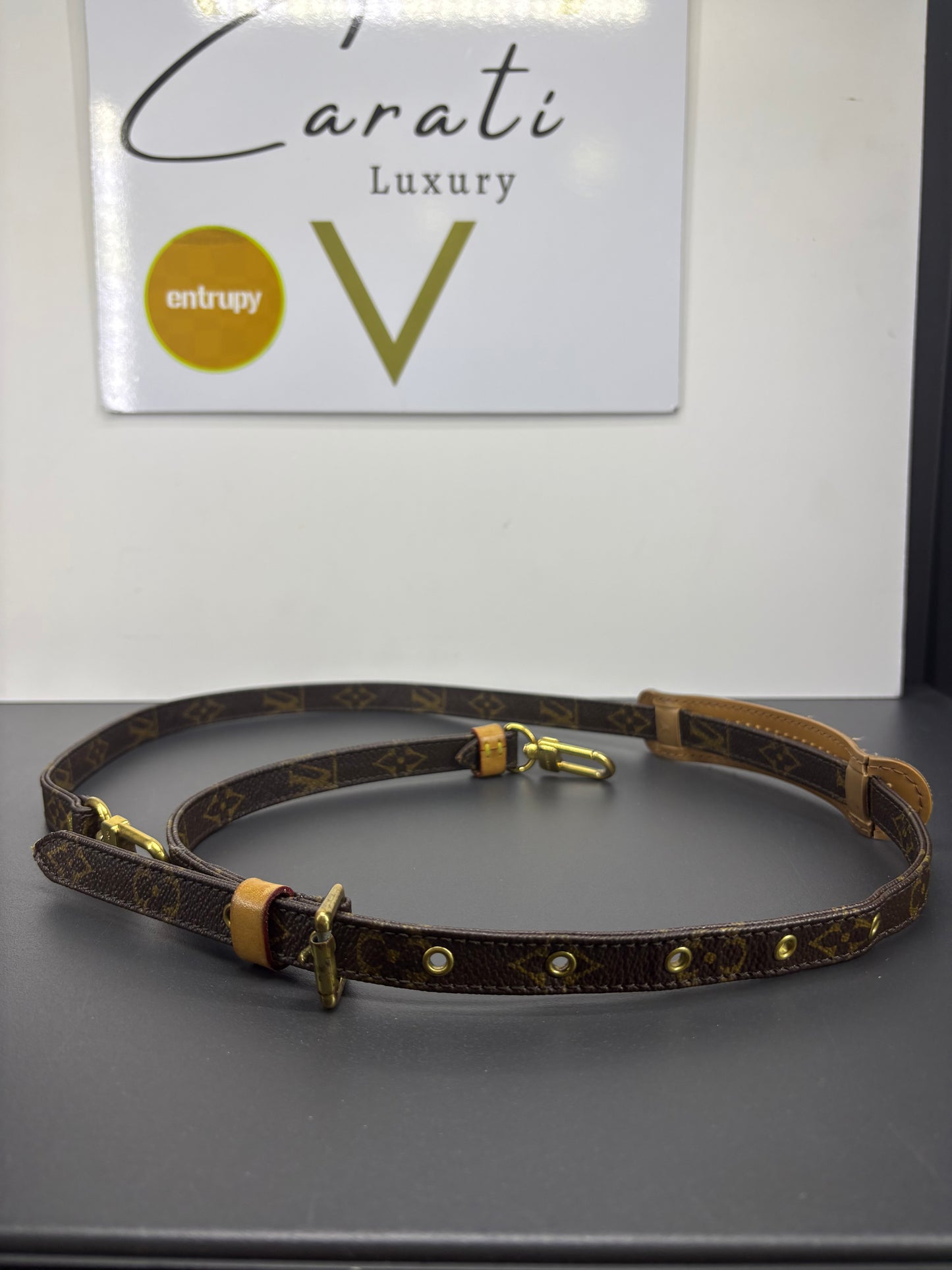 Tracolla regolabile Louis Vuitton in tela Monogram.