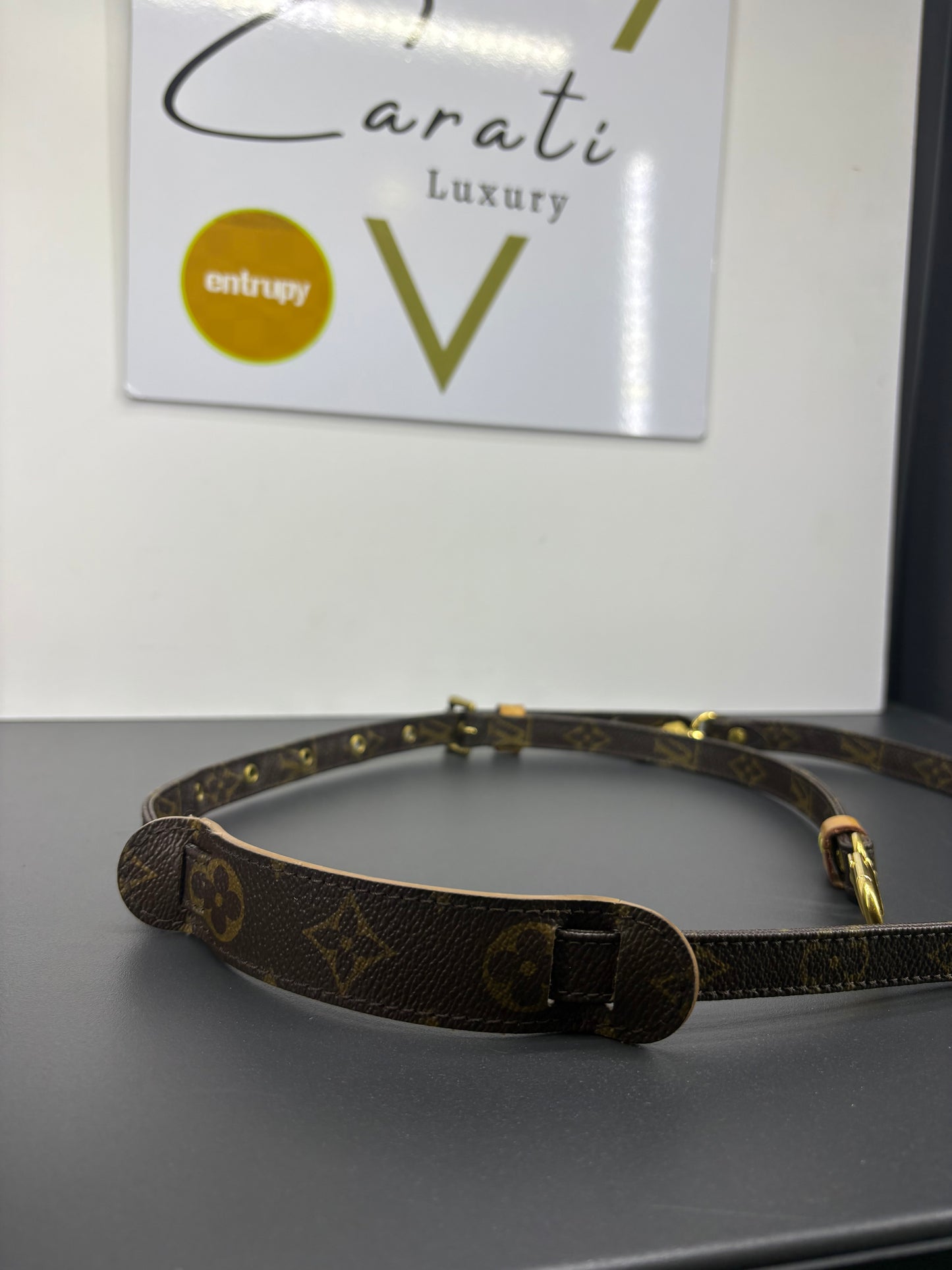 Tracolla regolabile Louis Vuitton in tela Monogram.
