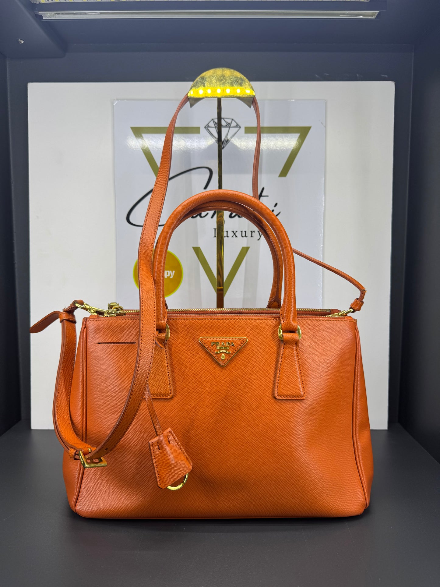 Prada galleria piccola in saffiano arancione