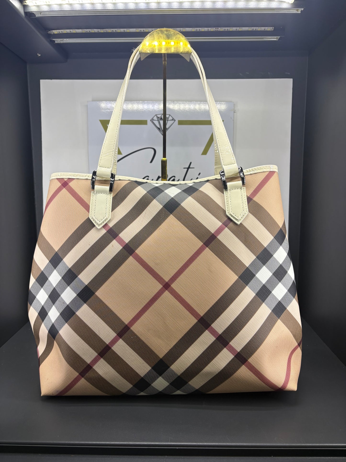 Burberry Supernova Check Coated Canvas Tote.