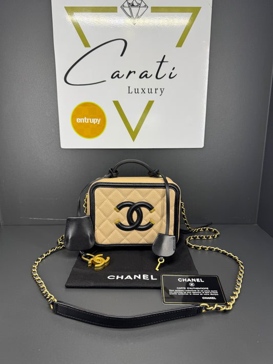 Chanel vanity caviar in pelle rosa