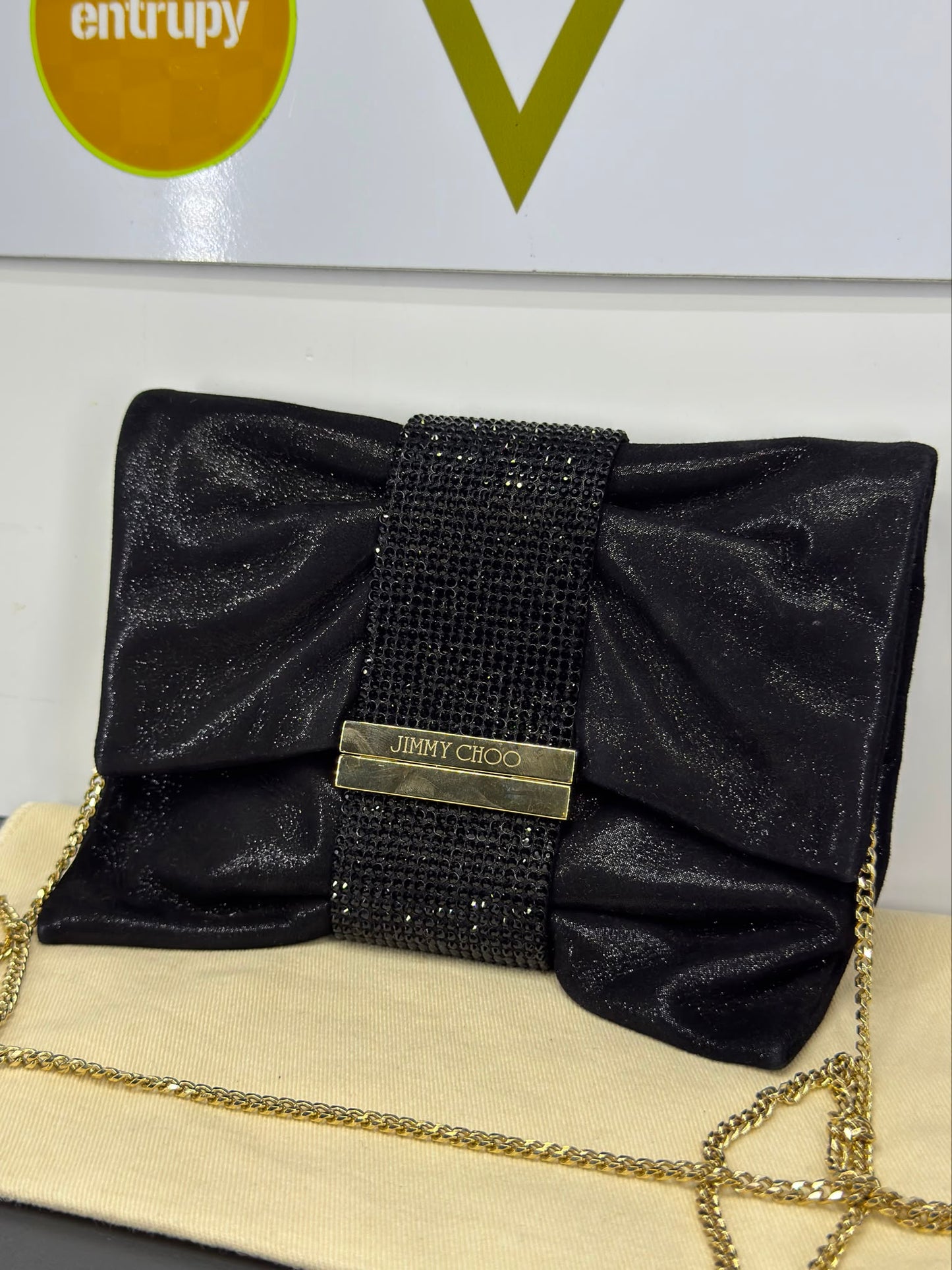 Jimmy Choo  Chandra Shimmer Suede Crystal Clutch